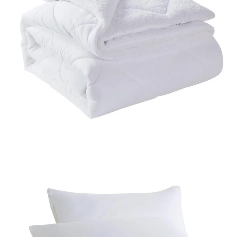 NWT Videri Home Full/Queen Cozy Faux Shearling Comforter White Bedding Set